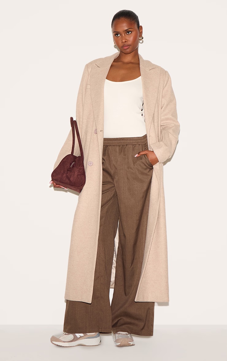 Deep Chocolate Woven Elasticated Waist Wide Leg Trousers 2 Deep Chocolate Woven Elasticated Waist Wide Leg Trousers
