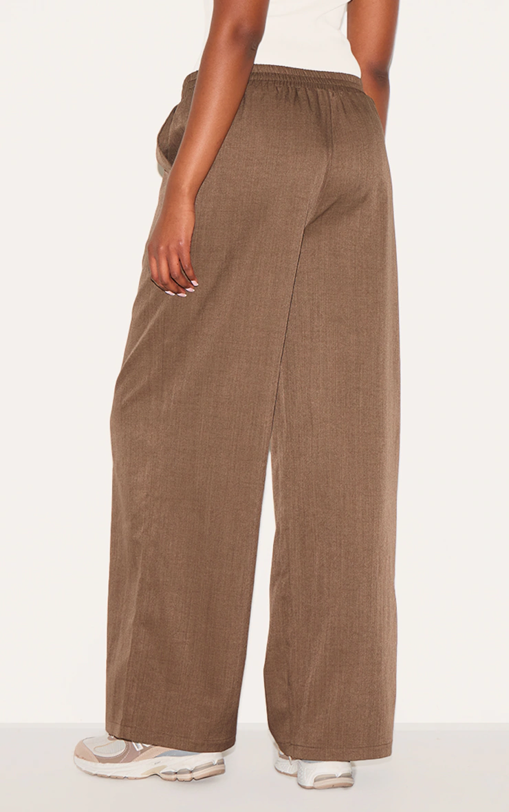 Deep Chocolate Woven Elasticated Waist Wide Leg Trousers 3 Deep Chocolate Woven Elasticated Waist Wide Leg Trousers