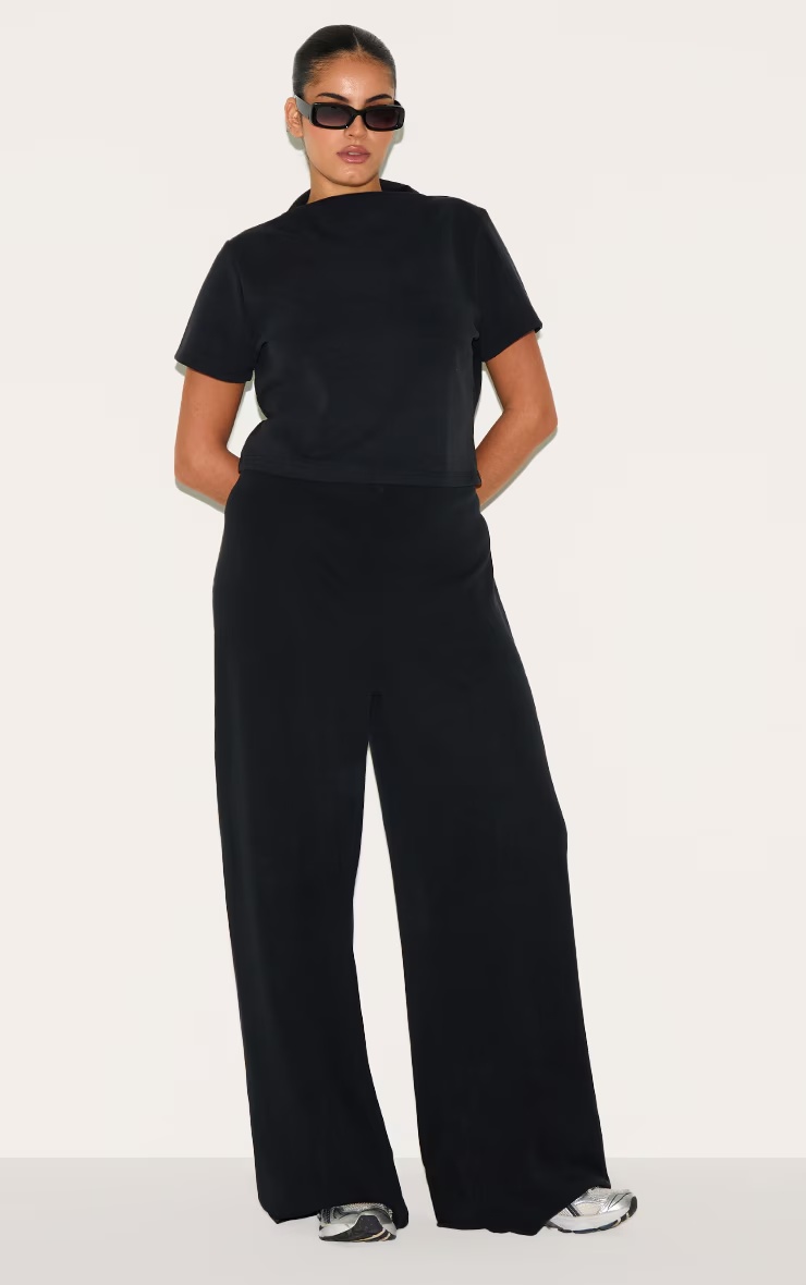 Plus Black Cap Sleeve Modal Crop Top 3 Plus Black Cap Sleeve Modal Crop Top