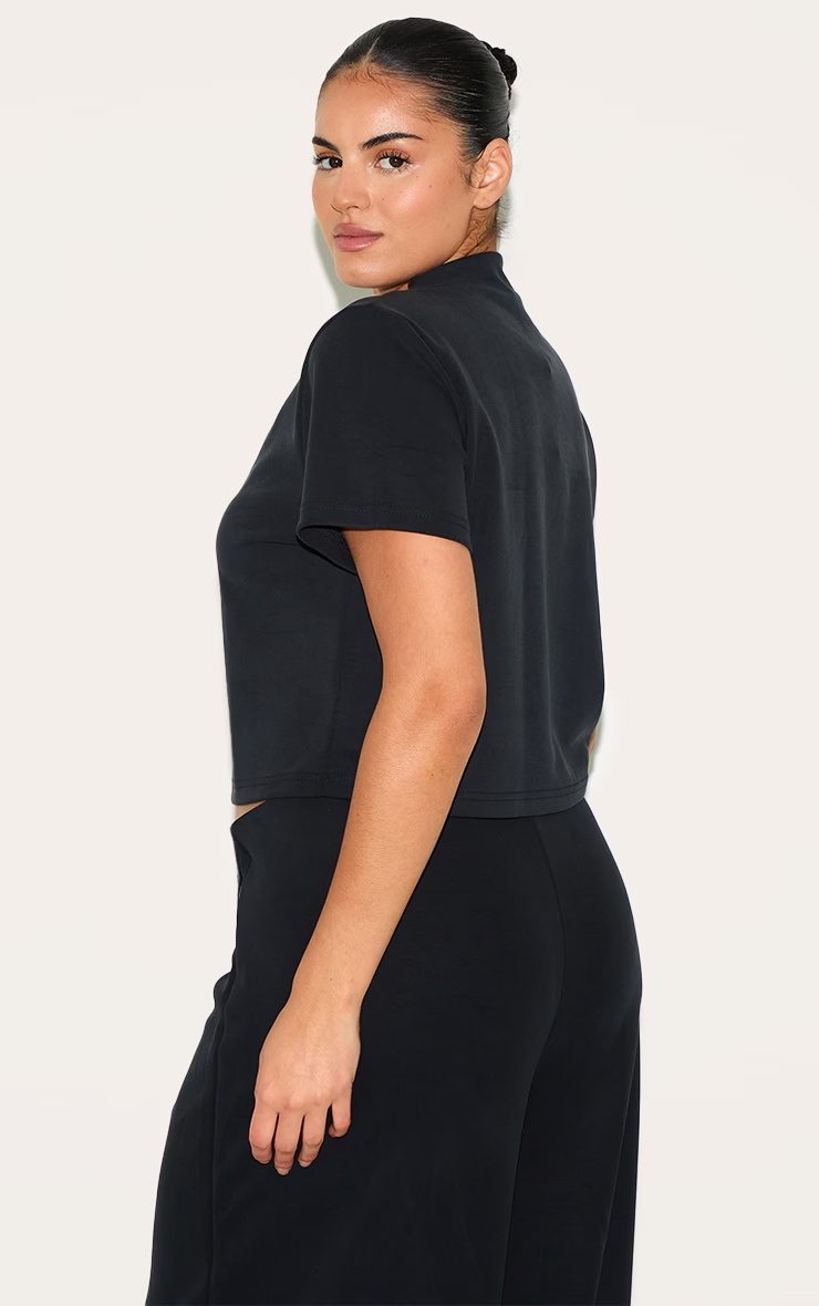 Plus Black Cap Sleeve Modal Crop Top 5 Plus Black Cap Sleeve Modal Crop Top