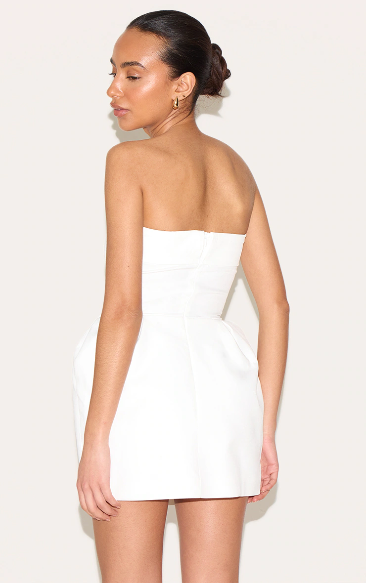Petite White Bandeau Woven Mini Dress 2 Petite White Bandeau Woven Mini Dress