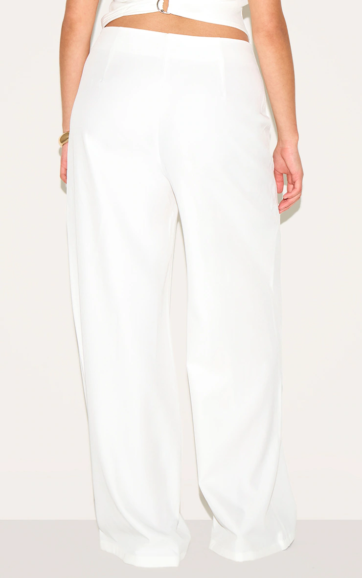 Plus Cream Tailored Woven Wide Leg Trousers 3 Plus Cream Tailored Woven Wide Leg Trousers