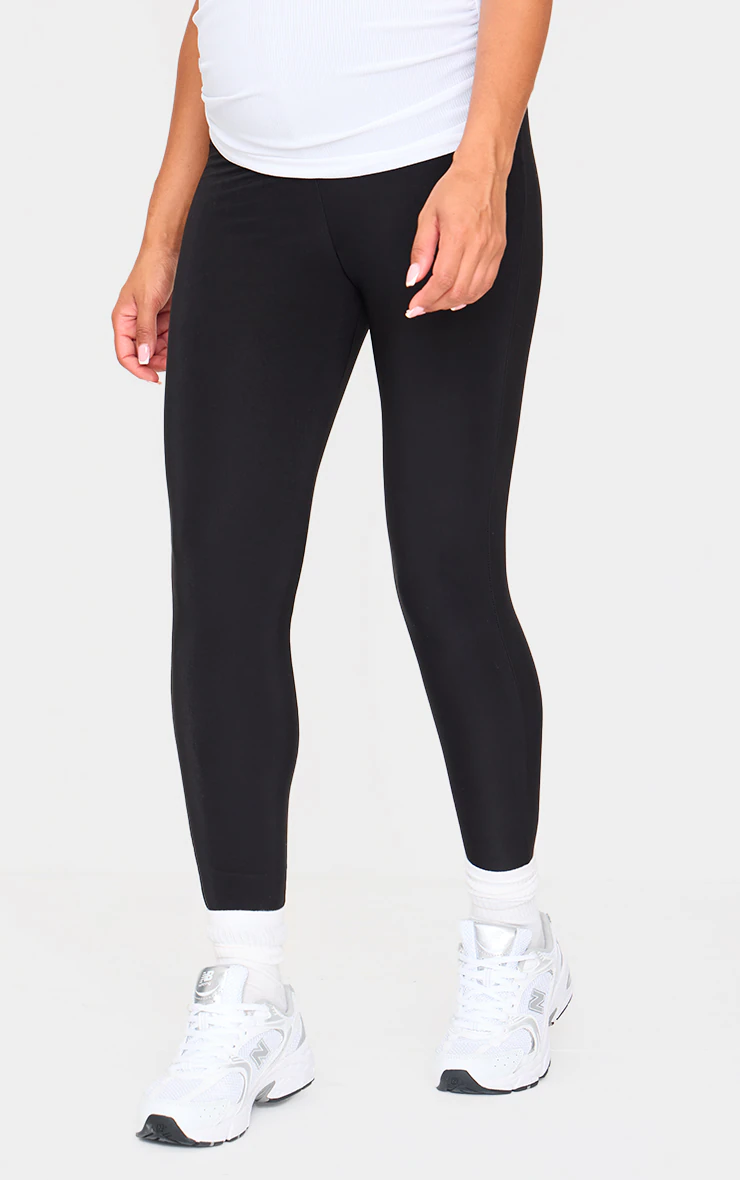 Maternity Black High Waist Slinky Leggings