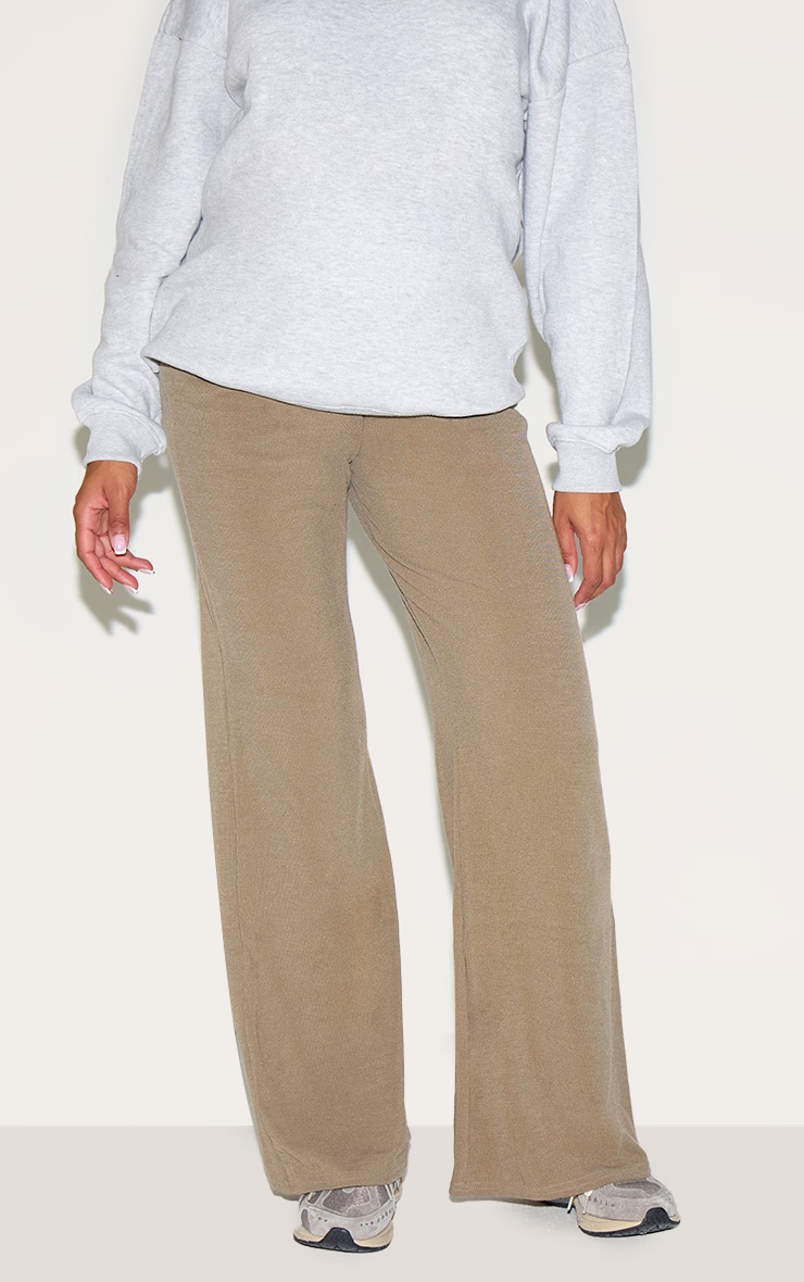 Maternity Khaki Ribbed Wide Leg Trousers