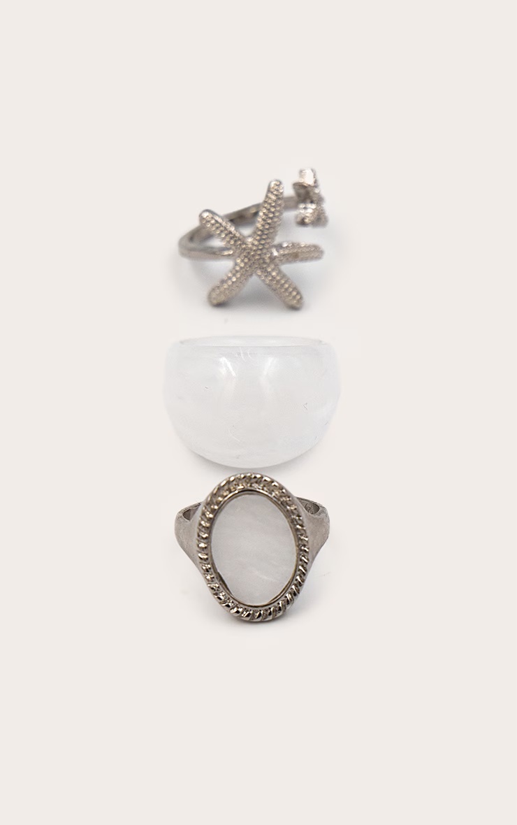 Silver and Resin Assorted Novelty Ring Multi-Pack 6 Silver and Resin Assorted Novelty Ring Multi-Pack