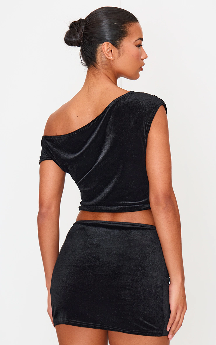 Black Velvet Ruched Detail Top 2 Black Velvet Ruched Detail Top