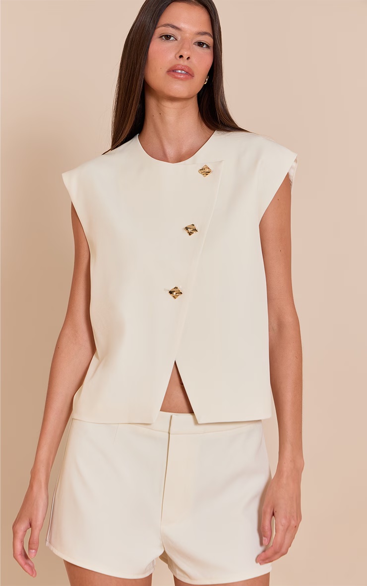 Almond Tailored Mini Shorts