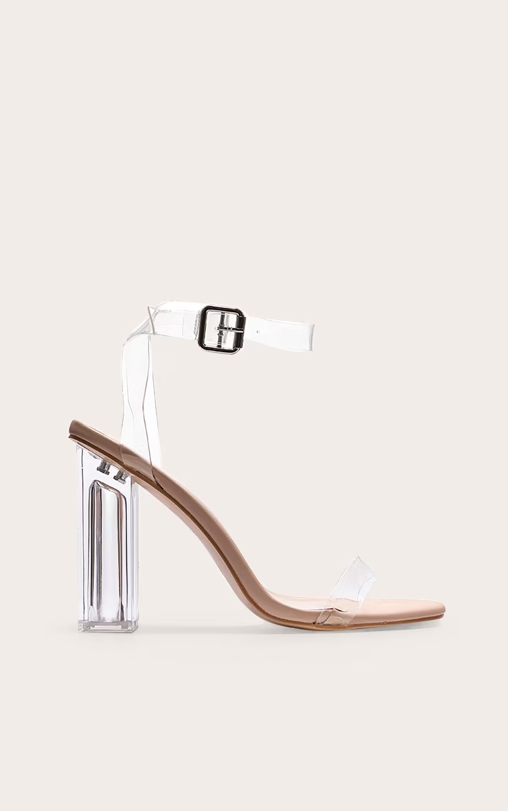 Nude Wide Fit Clear Block Heel Sandal 5 Nude Wide Fit Clear Block Heel Sandal