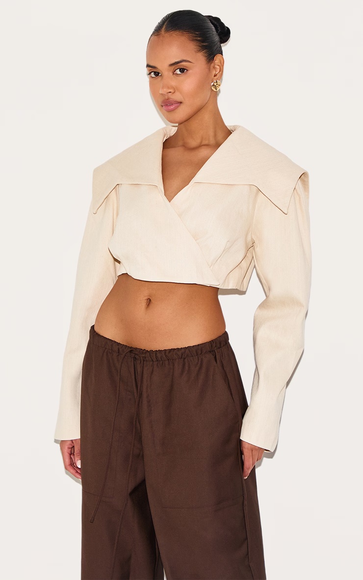 Sand Cross Over Asymmetric Cropped Jacket 4 Sand Cross Over Asymmetric Cropped Jacket