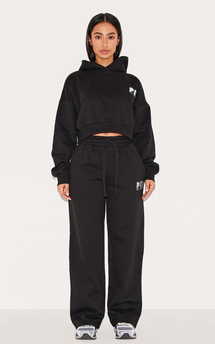 Petite Premium Black Printed Boxy Hoodie 6 Petite Premium Black Printed Boxy Hoodie