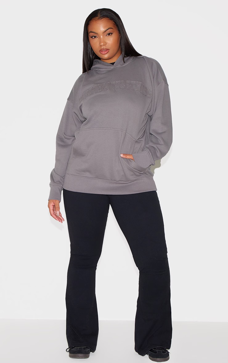 PRETTYLITTLETHING Plus Charcoal Applique Hoodie 3 PRETTYLITTLETHING Plus Charcoal Applique Hoodie