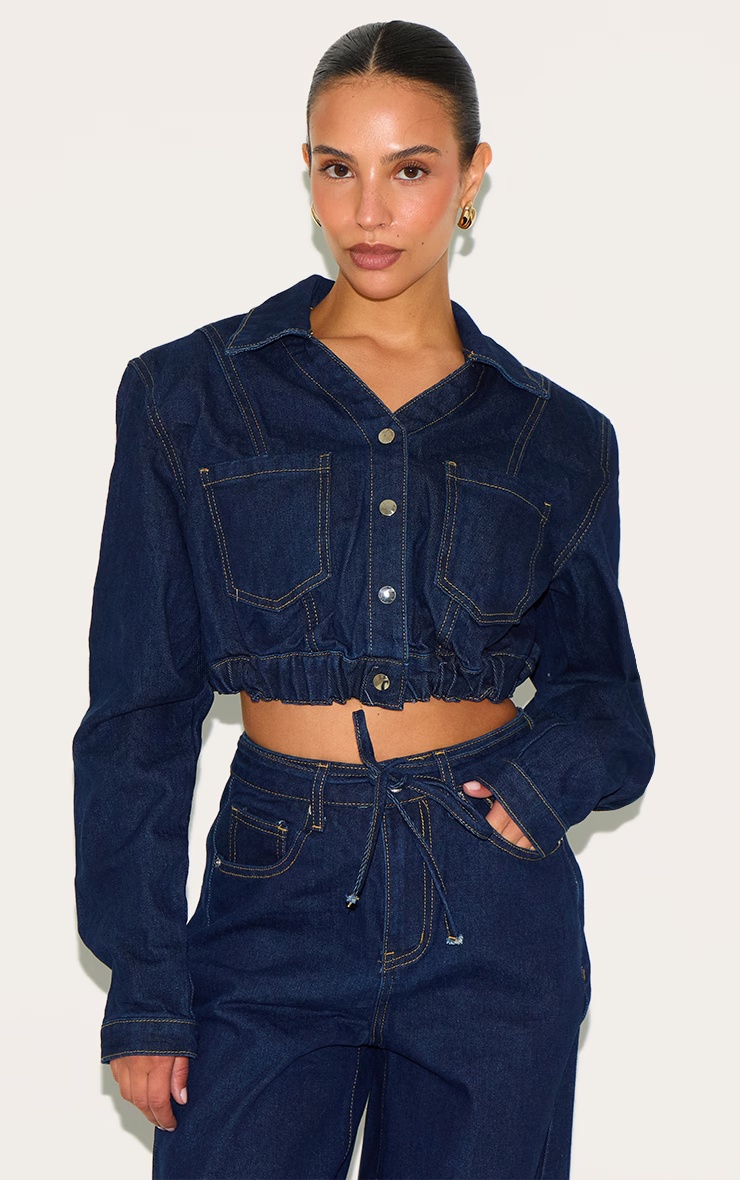 Petite Dark Indigo Cropped Denim Jacket 4 Petite Dark Indigo Cropped Denim Jacket