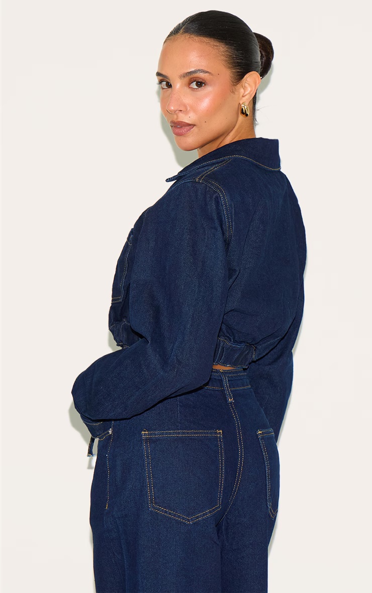 Petite Dark Indigo Cropped Denim Jacket 5 Petite Dark Indigo Cropped Denim Jacket