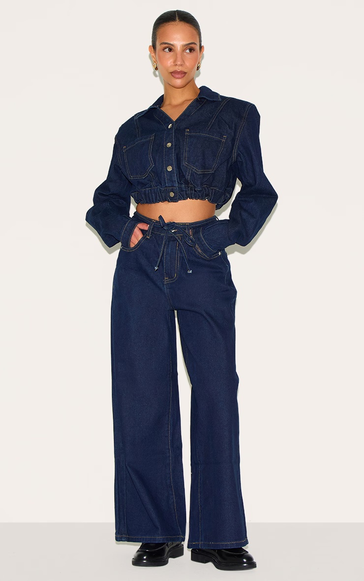 Petite Dark Indigo Cropped Denim Jacket 6 Petite Dark Indigo Cropped Denim Jacket