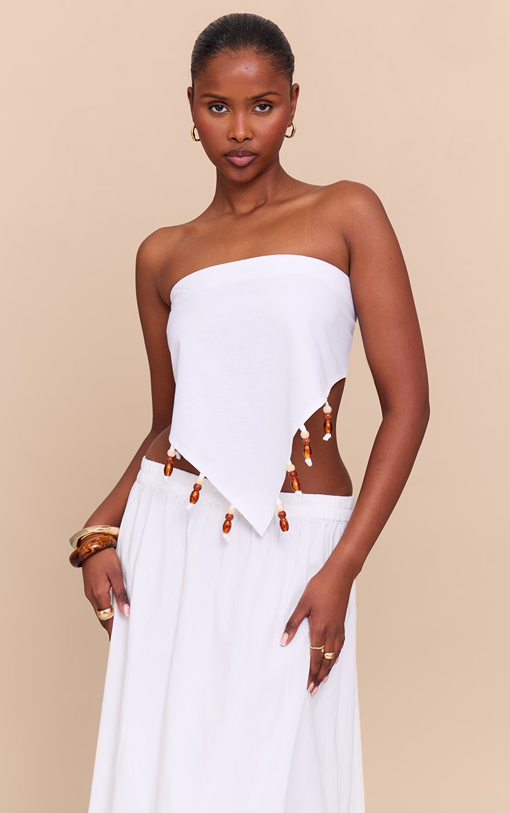 White Beaded Pointed Bandeau 4 White Beaded Pointed Bandeau