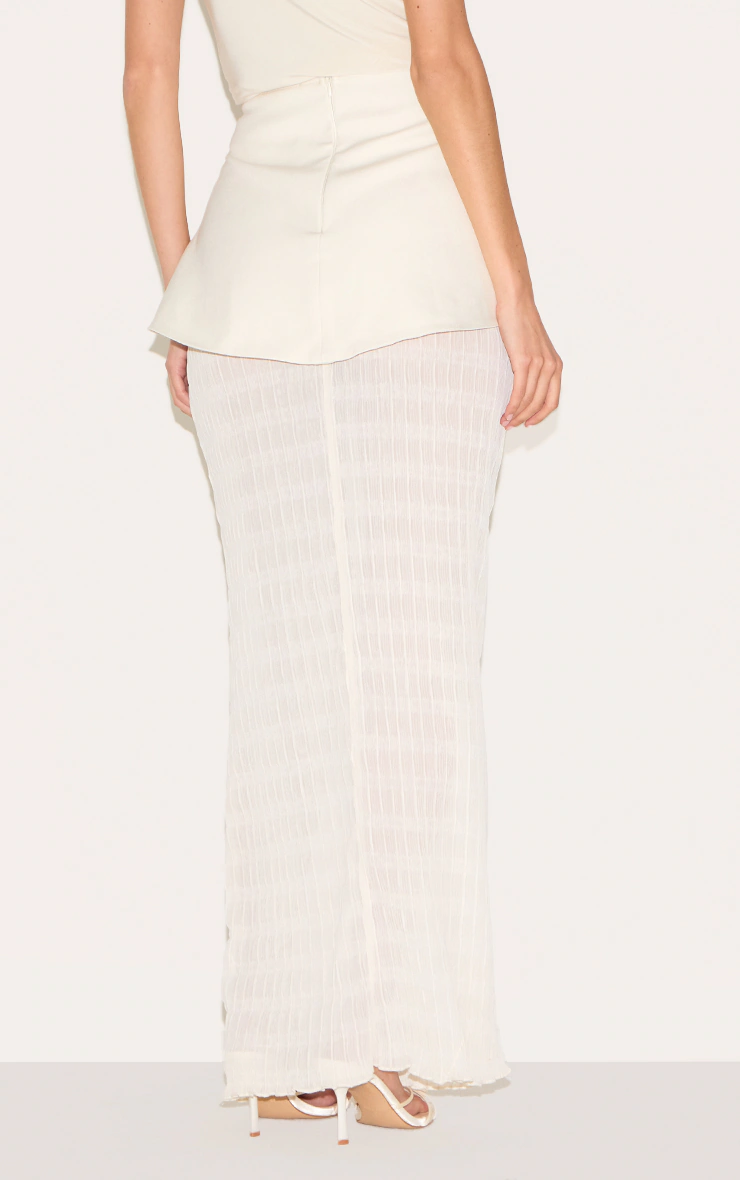 Cream Overlay Detail Textured Woven Maxi Skirt 6 Cream Overlay Detail Textured Woven Maxi Skirt