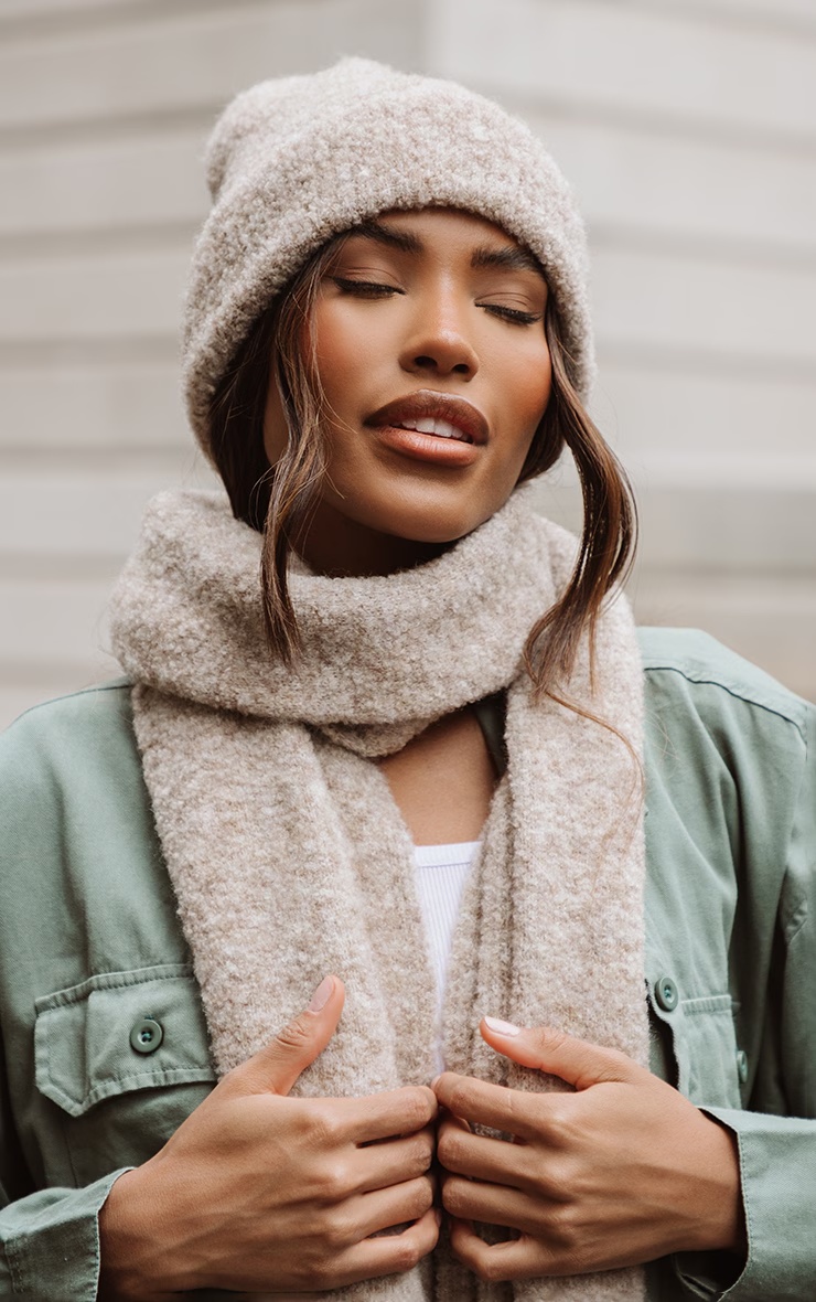 Beige Soft Ribbed Knit Beanie 4 Beige Soft Ribbed Knit Beanie