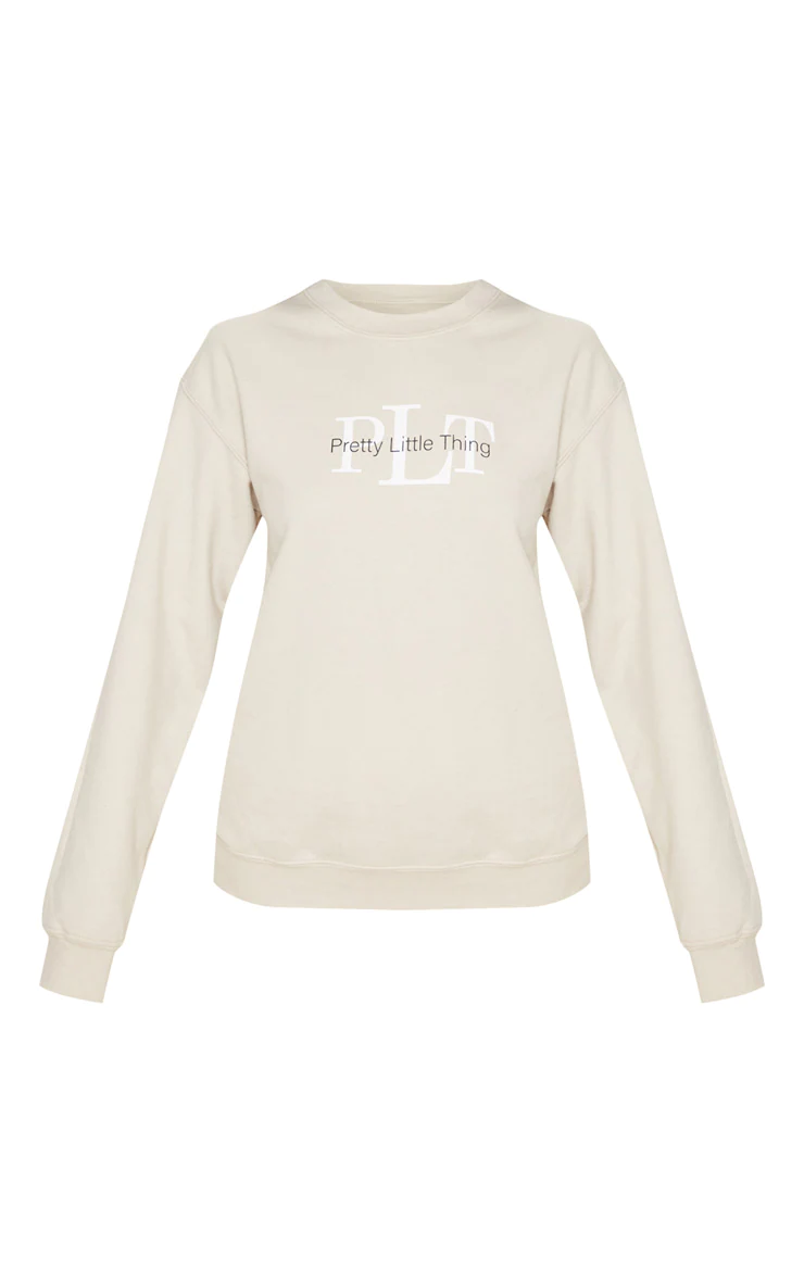 PRETTYLITTLETHING Sand Graphic Oversized Fit Sweater 3 PRETTYLITTLETHING Sand Graphic Oversized Fit Sweater