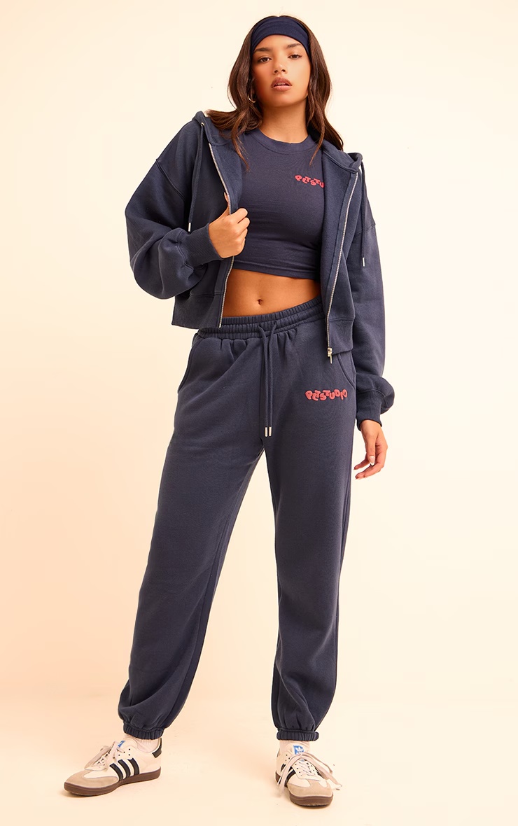 Midnight Blue PLT Studio Archive Puff Print Drawstring Cuffed Joggers