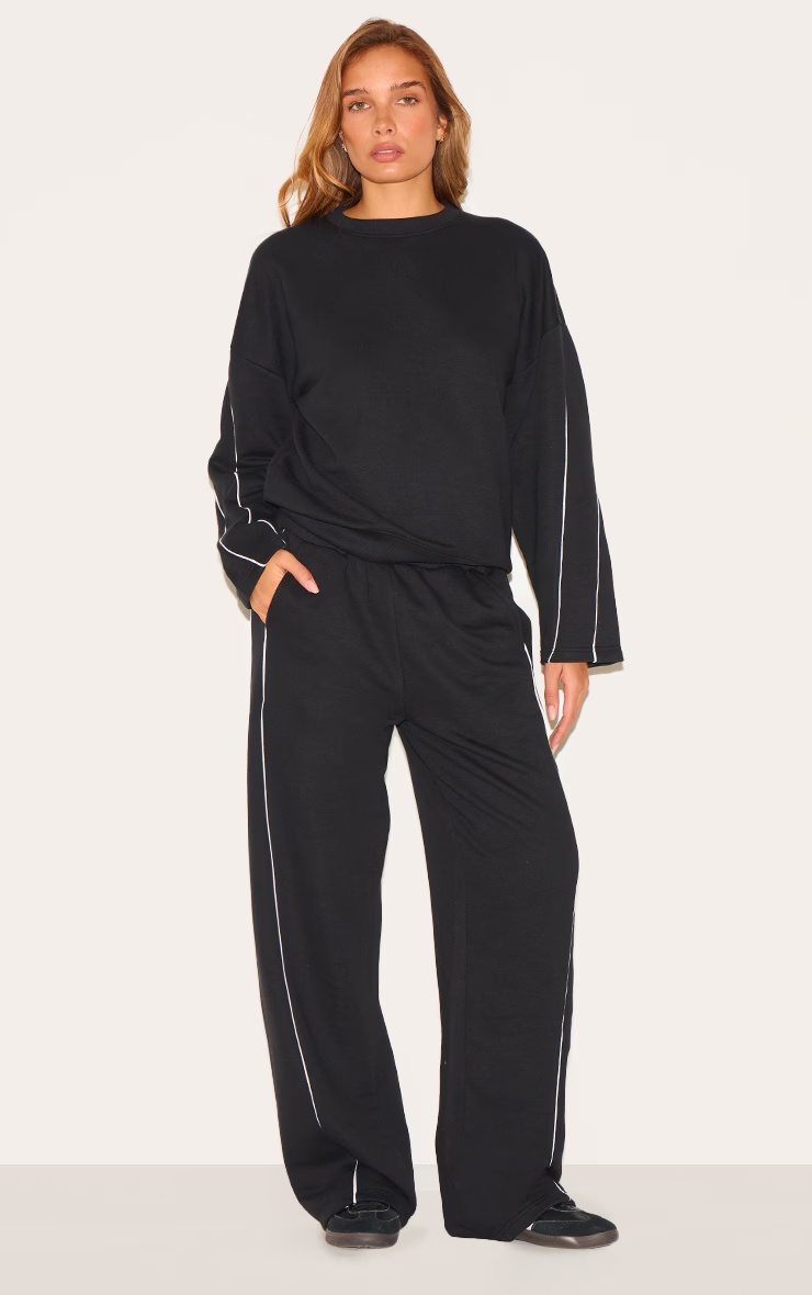 Black Contrast Piping Detail Sweatshirt 6 Black Contrast Piping Detail Sweatshirt