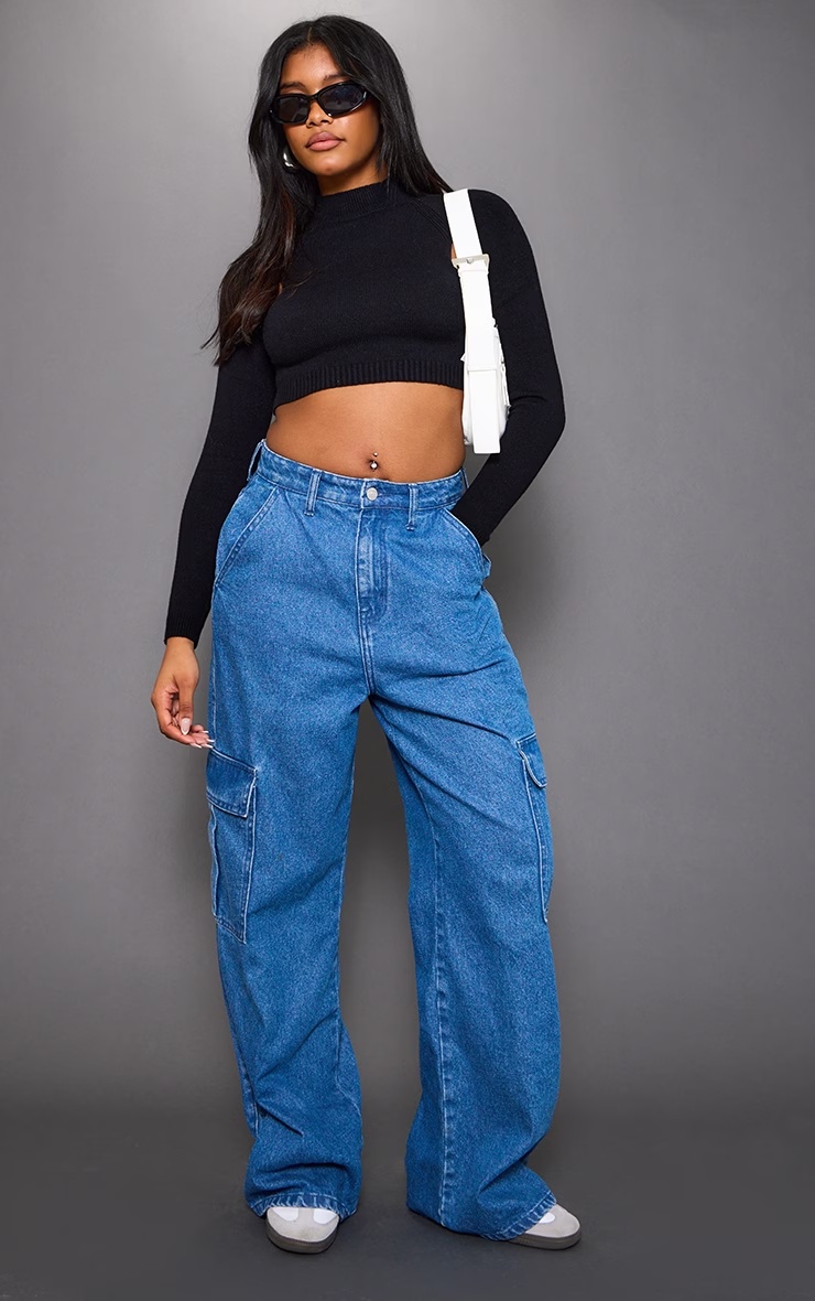 Black Soft Knit Cut Out Crop Jumper