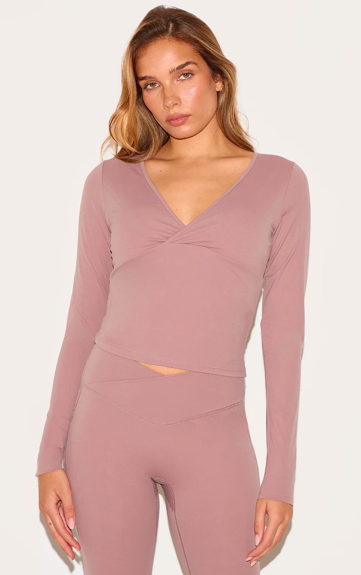 Mauve Sculpt Crossover Long Sleeve Top 4 Mauve Sculpt Crossover Long Sleeve Top