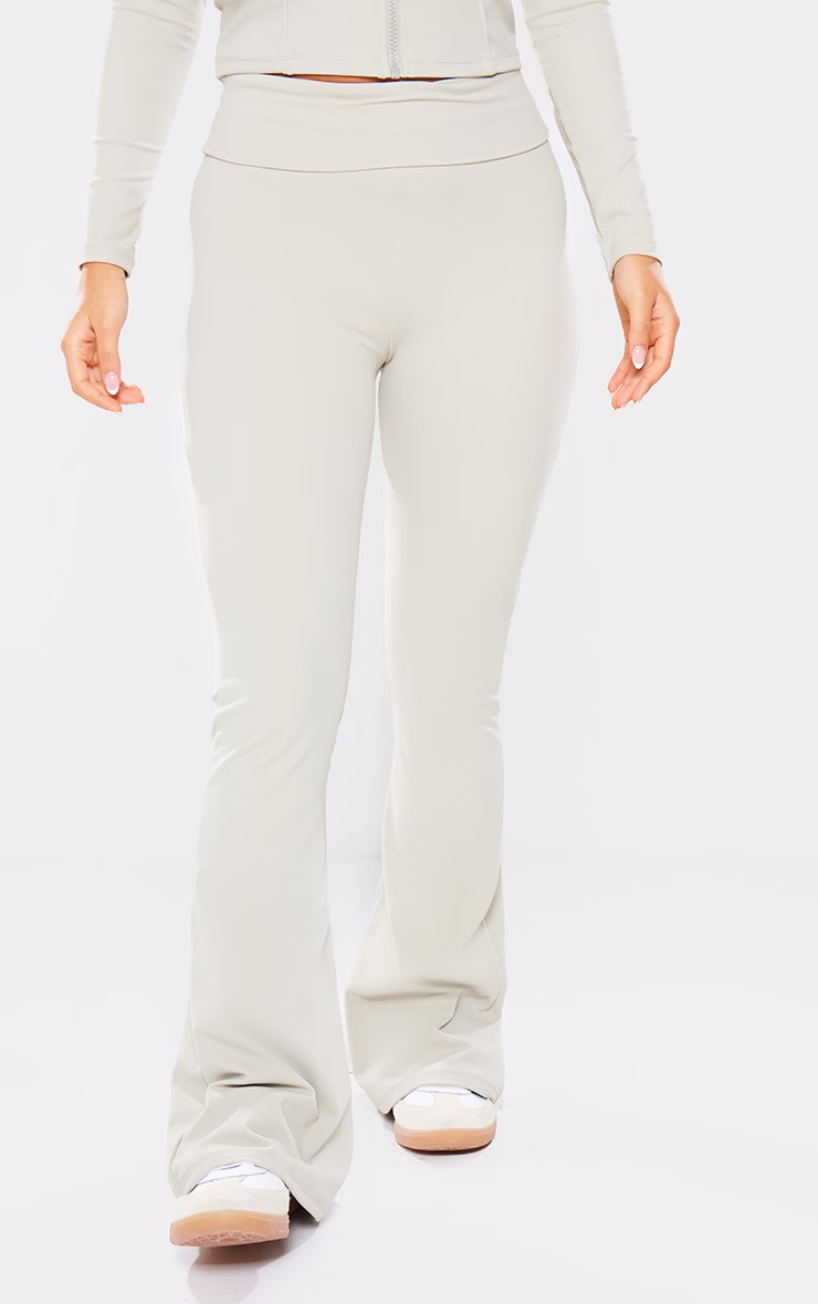 Petite Pale Khaki Contour Sculpt Foldover Pants